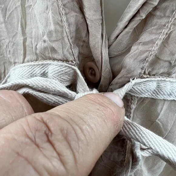 Johnny Was Women's Brown Lace 3/4 Sleeve V-Neck Belted Top Blouse Size XS - Picture 3 of 12